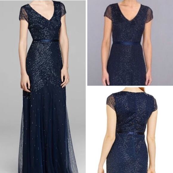 ADRIANNA PAPELL DRESS GOWN 6 MOTHER OF THE BRIDE FORMAL EVENING BRIDESMAID - Picture 3 of 15